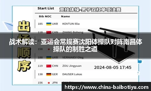 战术解读：亚运会常规赛沈阳体操队对阵南昌体操队的制胜之道